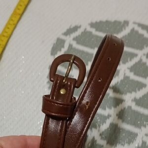 Classic Brown Leather Belt with Brass Buckle